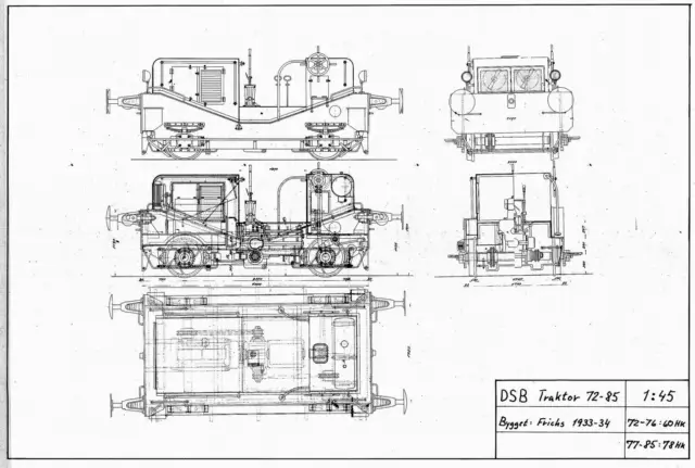 Tegning af DSB Traktor - Frichs årgang 1933.