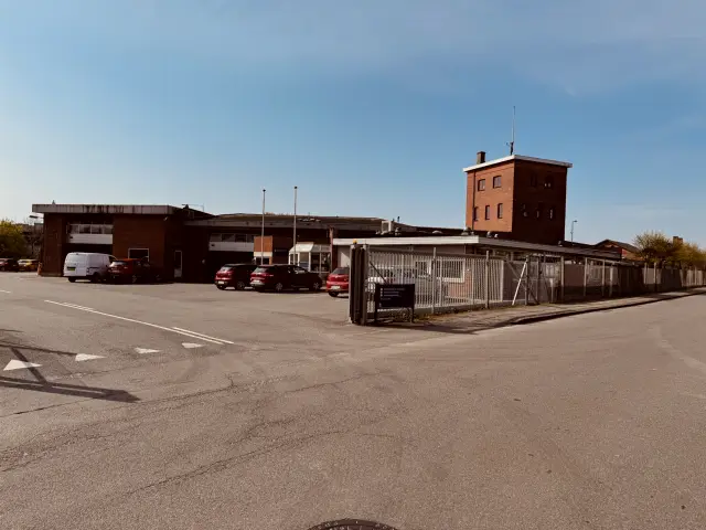 Billede af Odense Sydbanegårds remise og værksteder.