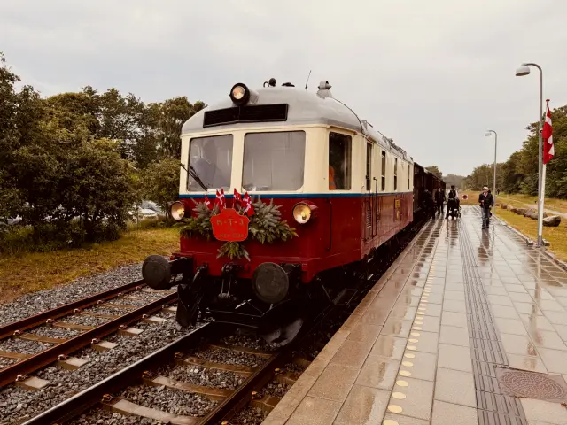 Billede fra Nordsjællands Veterantogs fejring af Tisvildebanens 100-årsjubilæum. Her køres der veterantog med HFHJ M 8.