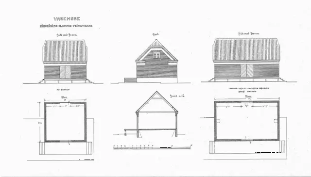 Tegning af  Ørnhøj Stations pakhus.